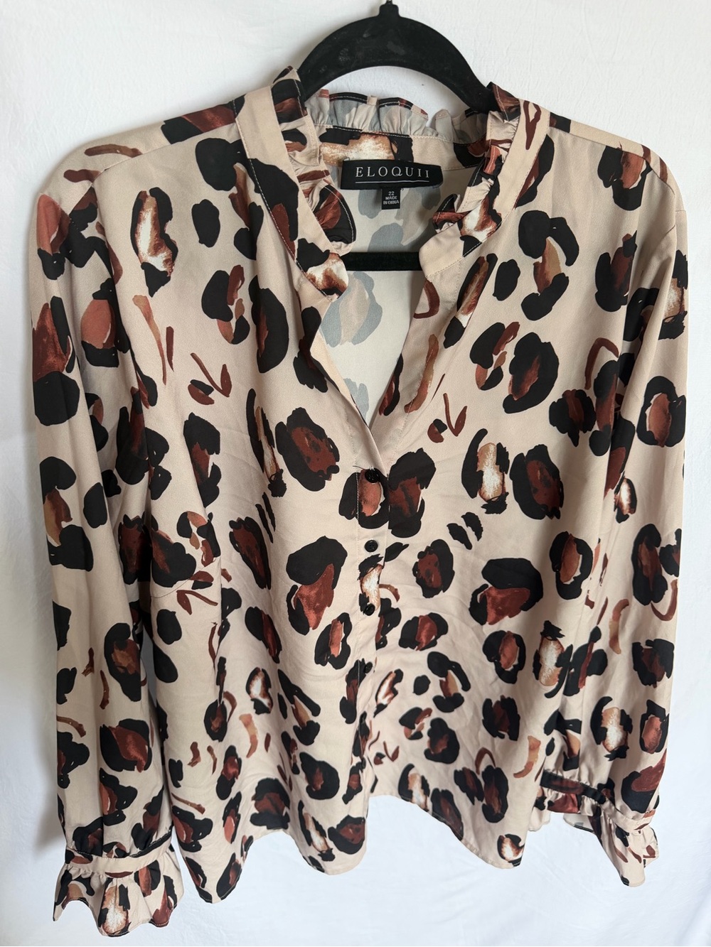 Eloquii Leopard V-Neck Blouse